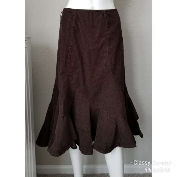ABS Allen Schwartz Dresses & Skirts - ABS by Allen Schwartz brown ruffled corduroy skirt